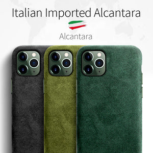 SanCore for iPhone 11 pro Max Phone Case ALCANTARA fashion Leather Full-protection Business Luxury Phone Shell Suede cover man