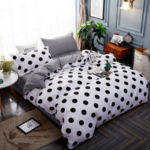 Black White Wave point Lattice Dot Bed Cover Set Duvet Cover Adult Child Bed Sheet and Pillowcase Comforter Bedding Set 61007