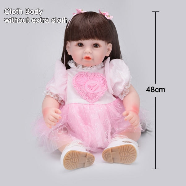 Cloth body - Reborn baby doll 18" Inch Realistic Newborn Baby Dolls Reborn Lifelike Full Body Silicone Babies Handmade Toddler Dolls Toys