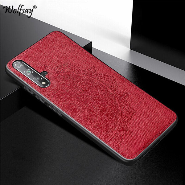 Red / For Huawei Nova 5T - For Huawei Nova 5T Case Shockproof Soft Silicone Hard Back Cloth Texture Phone Case For Huawei Nova 5T Cover For Huawei Nova 5T