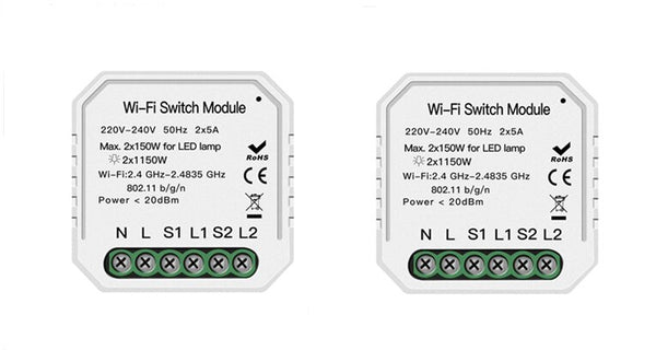 2 - Wifi Smart Light Switch Diy Breaker Module Smart Life/Tuya APP Remote Control Works with Alexa Echo Google Home 1/2 Way