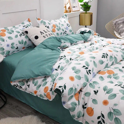 4Pcs/Set Cartoon Warm Bedding Sets Geometric Pattern Bed Linings 4 sizes Grey Blue Duvet Cover Bed Sheet Pillowcases Cover Sets