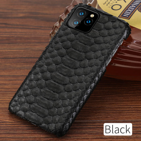 Black / For iPhone 11 - Genuine Leather Python phone case For iPhone 11 11 Pro 11 Pro Max X XS XS xsmax XR 5s se 5 6 6s 7 8 plus snakeskin luxury Cover