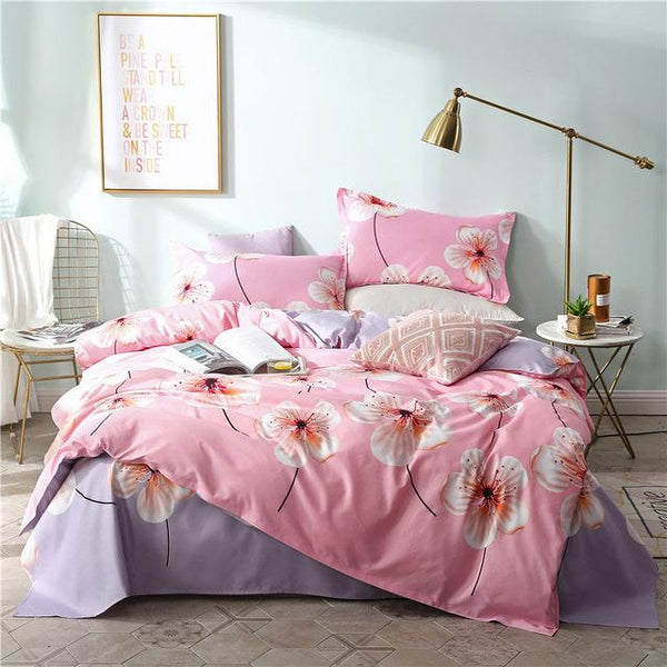 J Tropical Plant Flower Pattern Kid Bed Cover Set Duvet Cover Adult Child Bed Sheets and Pillowcases Comforter Bedding Set 61006