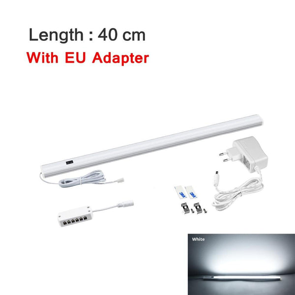 White 40cm x 1Pcs - Kitchen Cabinet Accessories LED Lights Hand Sweep Switch Led Lamp with EU Plug 5W/6W/7W Wardrobe Closet Night Lamp Home Lighting