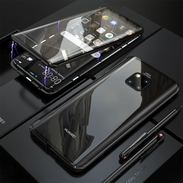 Black Double Glass / For Huawei Mate 10 - Magnetic Absorption Flip Cases For Huawei Mate 10 10Pro 10lite Phone Back Cover Metal Glass For Huawei Mate 10 Case