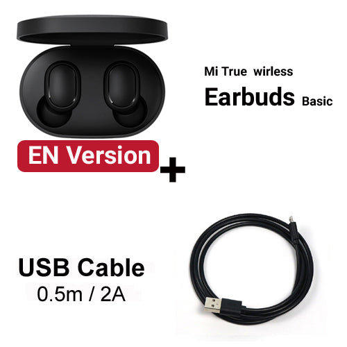 EN Add USB Cable - Original Xiaomi Redmi Airdots Xiaomi Wireless earphone Voice control Bluetooth 5.0 Noise reduction Tap Control