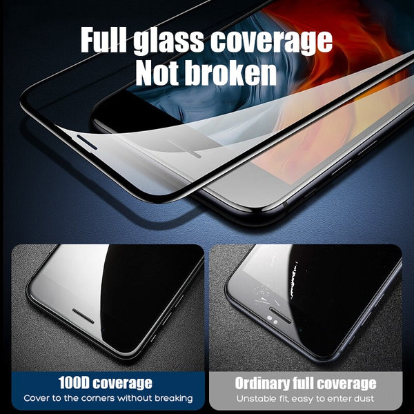 [variant_title] - 100D Curved Edge Full Cover Protective Glass On The For iPhone 7 8 6 6S Plus Tempered Screen Protector iPhone X XR XS Max Glass