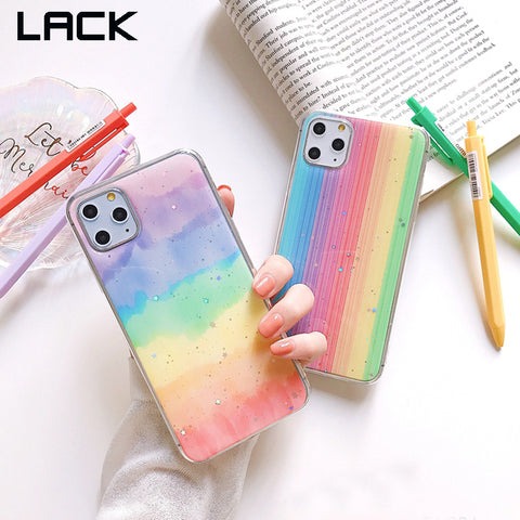 [variant_title] - LACK Cute Colorful Rainbow Shiny Stars glitter powder Phone Case For iphone 11 11Pro MaX 6S 7 8 Plus X XS Max XR Soft Back Cover