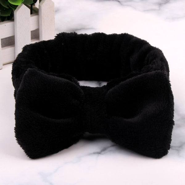 Black - 2019 New OMG Letter Coral Fleece Wash Face Bow Hairbands For Women Girls Headbands Headwear Hair Bands Turban Hair Accessories