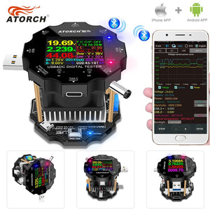 [variant_title] - Color APP battery tester electronic load 18650 capacity monitor indicator discharge charge usb meter 12v power supply checker