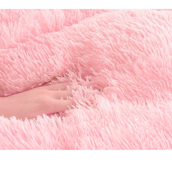 Multi Solid Bedding Set Luxury Plush Shaggy Warm Soft Duvet Cover Set Faux Fur Pompoms Ruffles Bedskirt Pillow Shams Twin Queen