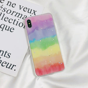 Style 1 / For iphone 11 - LACK Cute Colorful Rainbow Shiny Stars glitter powder Phone Case For iphone 11 11Pro MaX 6S 7 8 Plus X XS Max XR Soft Back Cover