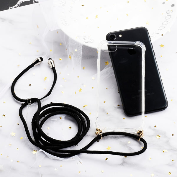 Strap Cord Chain Phone Case for iPhone 7 8 6 6S Plus XR XS Max X Tape Necklace Lanyard Mobile Carry Cover Case Hang For iPhone