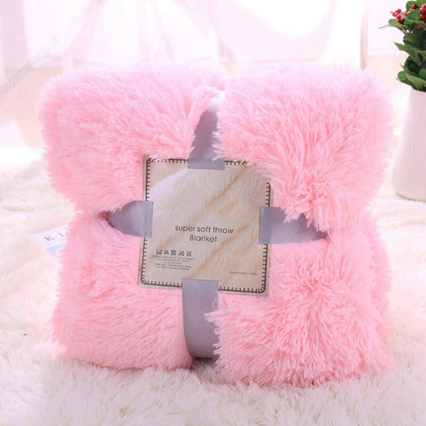 Long Blanket Bedding Supplies Shaggy Fuzzy Fur Faux Warm Sherpa Throw Blanket For Sofa Office