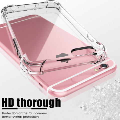 [variant_title] - Luxury Shockproof Silicone Phone Case For iPhone X XS XR XS Max 8 7 Plus 6 6S Plus 5 5S Case Transparent Protection Back Cover