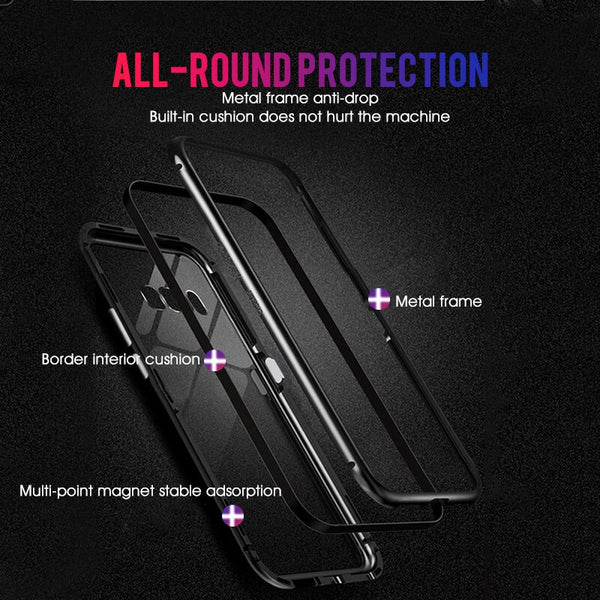 [variant_title] - GVU Metal Magnetic Case On For Samsung Galaxy S8 S9 S10 Plus Tempered Glass For Samsung Note8 Note9 S10E Back Magnet Cases Cover