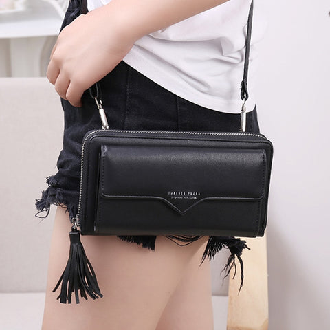 [variant_title] - Phone Bag Women Wallets Leather Shoulder Bag Long Culutch Fashion Large Capacity Card Holder Female Zipper Wallet Slim Purse