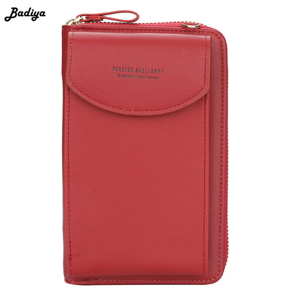 [variant_title] - Fashion Women Crossbody Wallet PU Leather Lady Clutch Bag Multifunction Zipper Coin Purse Solid Color Shoulder Bags Clutch Bag