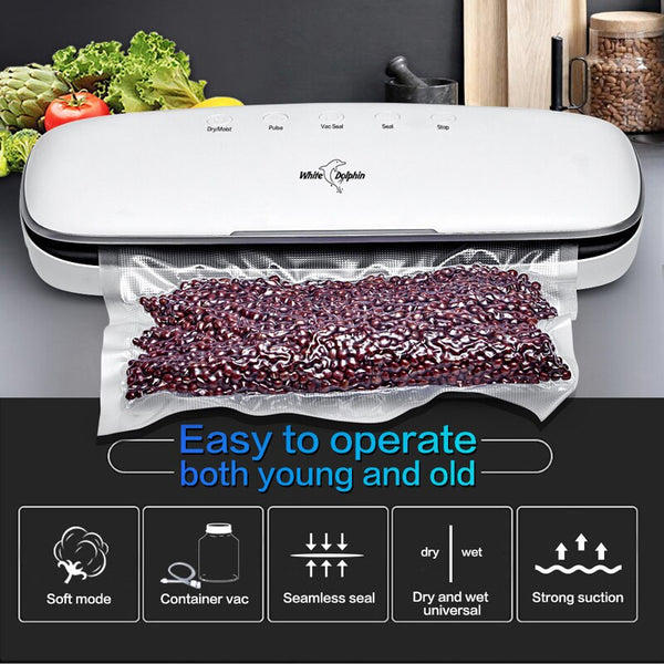 [variant_title] - Kitchen Vacuum Food Sealer With 10PCS Food Seal Bags Automatic Electric Food Vacuum Sealer Packaging Machine 220V 110V