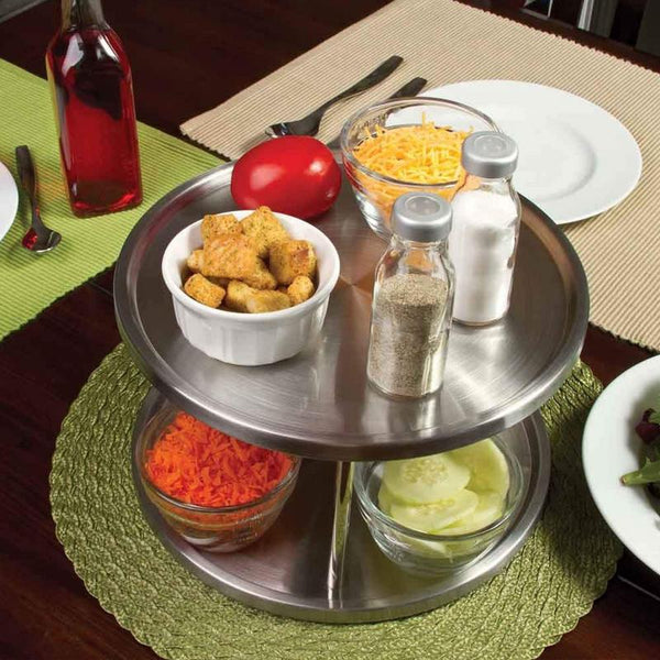 [variant_title] - Spice Rack Stainless Steel Organizer Tray 360 Degree Turntable Rotating 2 Stand For Dining Table Kitchen Counters Cabinets