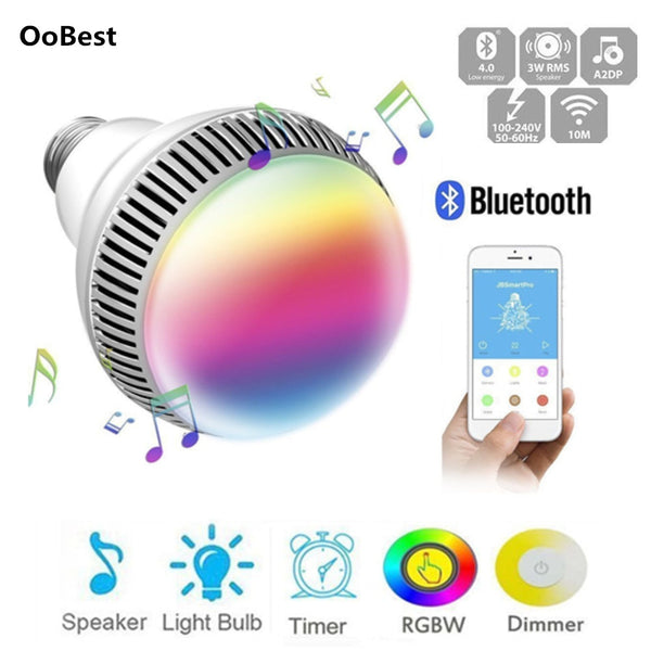 [variant_title] - E27 Smart LED Bulb Bluetooth 4.0 Audio Speakers Lamp RGB 9W Dimmable Wireless Music Lampada Color Changing via WiFi App Control