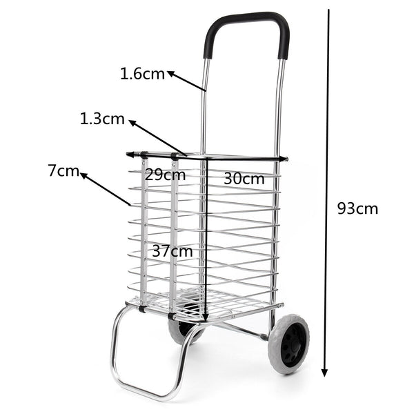 [variant_title] - 2 Wheel Aluminum Folding Portable Shopping Market Grocery Basket Cart Trolley Quality Aluminum Frame Bold