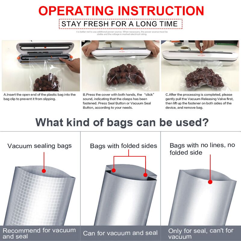 220v/110v Vacuum Sealer Packaging Machine Free 10pcs Bags