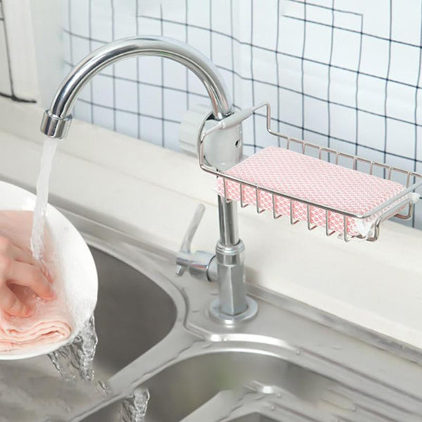 [variant_title] - Stainless Steel Hot Sink Hanging Storage Rack Holder Faucet Clip Bathroom Kitchen Dishcloth Clip Shelf Drain Dry Towel Organizer