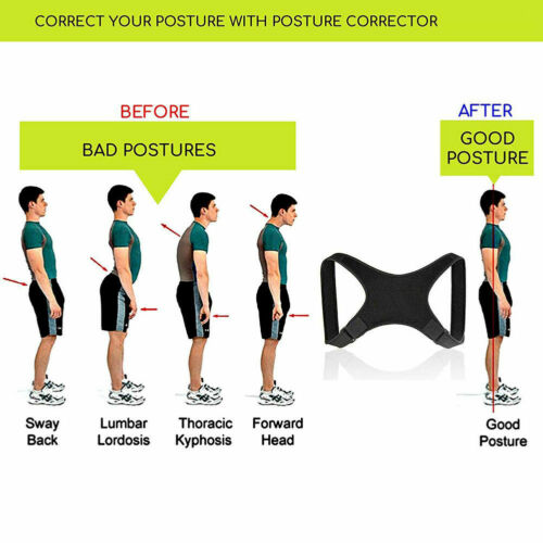 [variant_title] - Adjustable Body Posture Corrector Belt Women Men Brace Support Clavicle Spine Back Shoulder Lumbar Posture Correction Shapers (Black One Size)