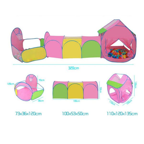 [variant_title] - 3-in-1 Baby Tent For Kids Foldable Toy Children Plastic House Game Tunnel Folding Shot Marine Ball Pool Toy For Children