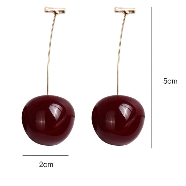 [variant_title] - New European and American Fruit Fashion Long Ear Nail Temperament Cherry Cherry Earrings Lady Earrings (ED568)