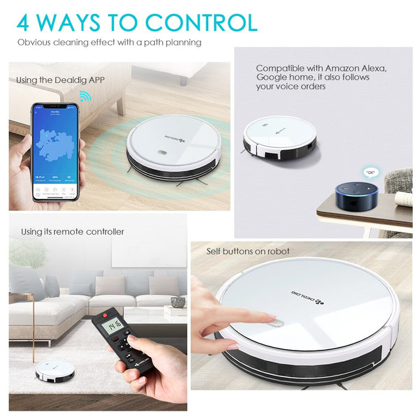 [variant_title] - DEALDIG Robvacuum 8 Robot Vacuum Cleaner with WiFi Connectivity Work for Alexa App Remote Control Gyroscope Navigation Robot