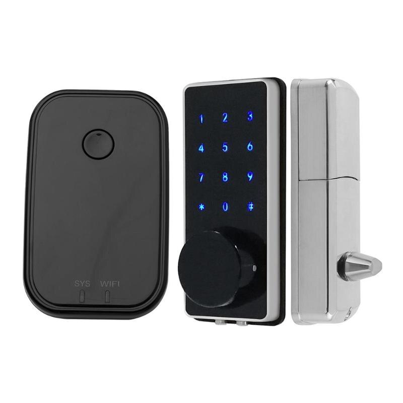 Default Title - Mobile Phone APP Bluetooth WiFi Wireless Smart Electronic Door Lock Touchscreen Password Lock Safety Door Handle with 2 Key