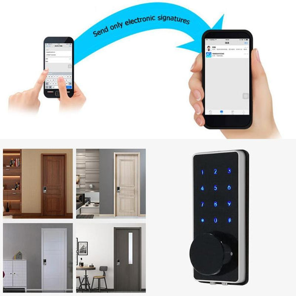 [variant_title] - Mobile Phone APP Bluetooth WiFi Wireless Smart Electronic Door Lock Touchscreen Password Lock Safety Door Handle with 2 Key