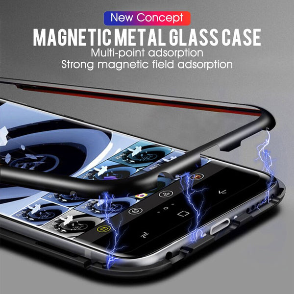 [variant_title] - GVU Metal Magnetic Case On For Samsung Galaxy S8 S9 S10 Plus Tempered Glass For Samsung Note8 Note9 S10E Back Magnet Cases Cover