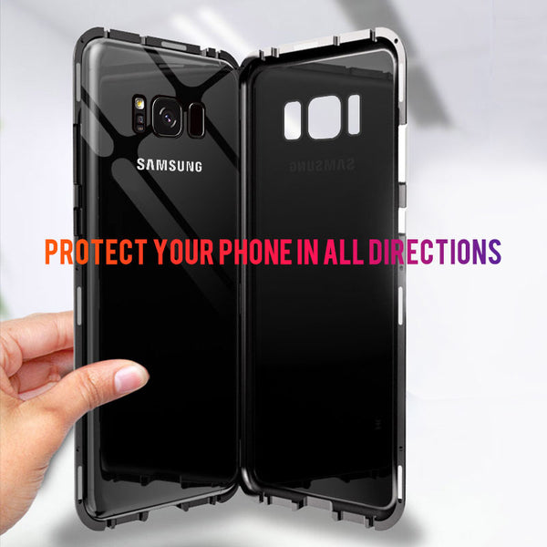 [variant_title] - GVU Metal Magnetic Case On For Samsung Galaxy S8 S9 S10 Plus Tempered Glass For Samsung Note8 Note9 S10E Back Magnet Cases Cover