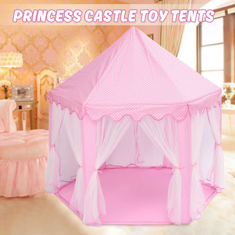 [variant_title] - Portable Princess Castle Play Tent Activity Fairy House Fun Playhouse Beach Tent Baby playing Toy Gift For Children (Pink)