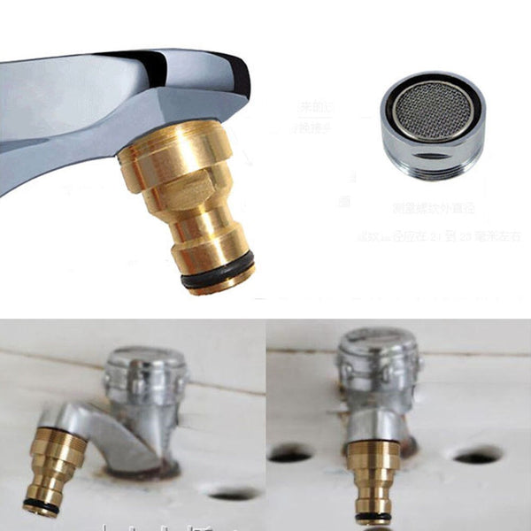 [variant_title] - Brass Hose Tap Connector, 23cm to 16cm Copper Water Hose Thread  Tap Faucet Adapter for Garden Outdoor Indoor(Gloden)