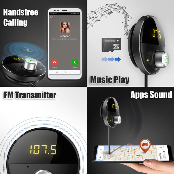 [variant_title] - Bluetooth AUX Handsfree Car Kit Receiver Wireless Hands Free Carkit Adapter For Auto SpeakerPhone 3.5mm Jack FM Transmitter