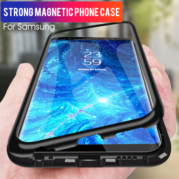 [variant_title] - GVU Metal Magnetic Case On For Samsung Galaxy S8 S9 S10 Plus Tempered Glass For Samsung Note8 Note9 S10E Back Magnet Cases Cover