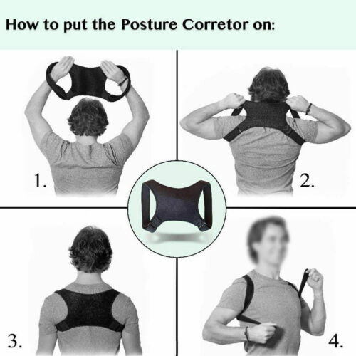 [variant_title] - Adjustable Body Posture Corrector Belt Women Men Brace Support Clavicle Spine Back Shoulder Lumbar Posture Correction Shapers (Black One Size)