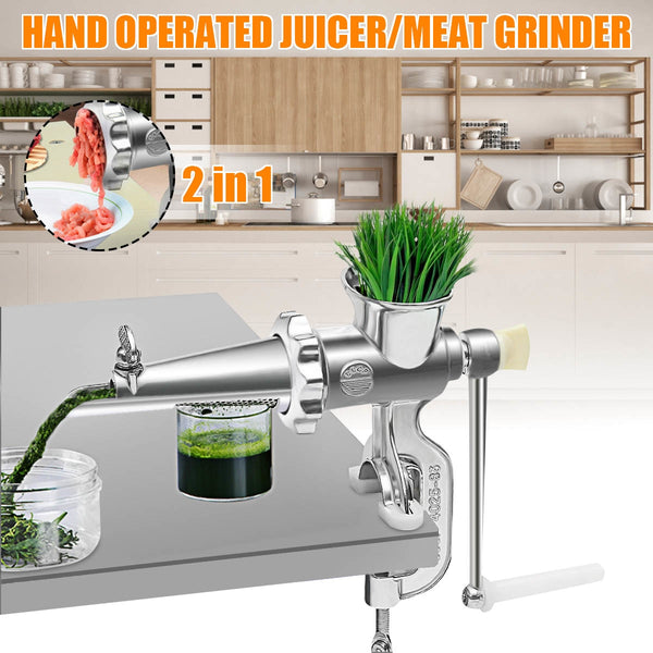 Default Title - 2 In 1 Household Hand Operated Juicer Food Meat Grinder Manual Juice Squeezer Press Extractor Meat Fruit Vegetable Wheatgrass