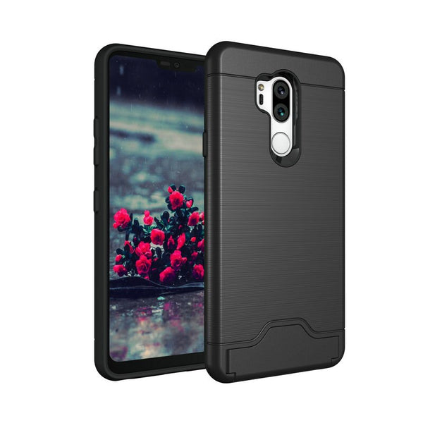 Black / for LG G7 ThinQ G710 - Stand Case for LG G7 ThinQ G710 Kickstand Hard Fitted Celular With Card Holder Covers Phone Bags Cases for LG G7 G 7 ZGAR Coque