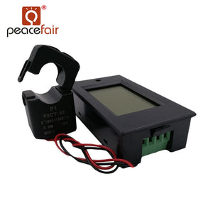 Default Title - PEACEFAIR Single Phase Digital Voltmeter Ammeter AC 80-260V 100A 4IN1 Volt Amper Watt Energy Meter With Split CT
