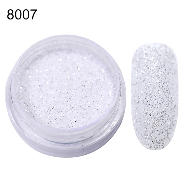 8007 - Gradient Shiny Nail Glitter Set Powder Laser Sparkly Manicure Nail Art Chrome Pigment Silver DIY Nail Art Decoration Kit