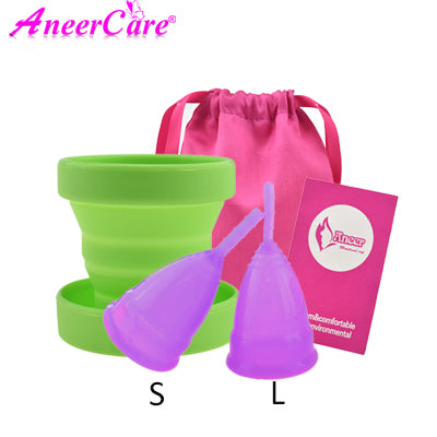 2cups -1 Sterilizer-496 / large - Hot Sale Vaginal Menstrual Cup and Sterilizer Cup Sterilizing Collapsible Cups Flexible to Clean Recyclable Camping Foldable Cup