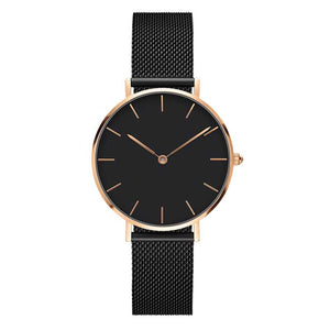 Black Black - Fashion Big Brand Women Stainless Steel Strap Quartz Wrist Watch Luxury Simple Style Designed Watches Women's Clock
