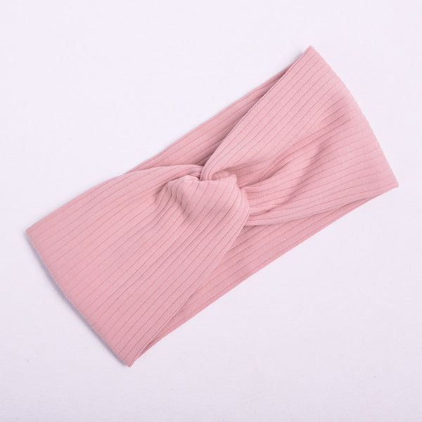 style 2 pink - Cotton Women Headband Turban Solid Color Girls Knot Hairband Hair Accessories Twisted Ladies Makeup Elastic Hair Bands Headwrap