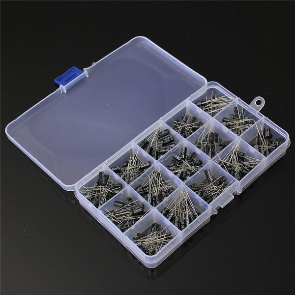 [variant_title] - Newest High Quality 15values 200pcs Electrolytic Capacitor Organization Storage 0.1-220uF Capacitors Assortment Box Kit